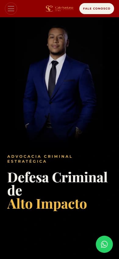 Homepage real do site Caio Santana Advocacia em um smartphone